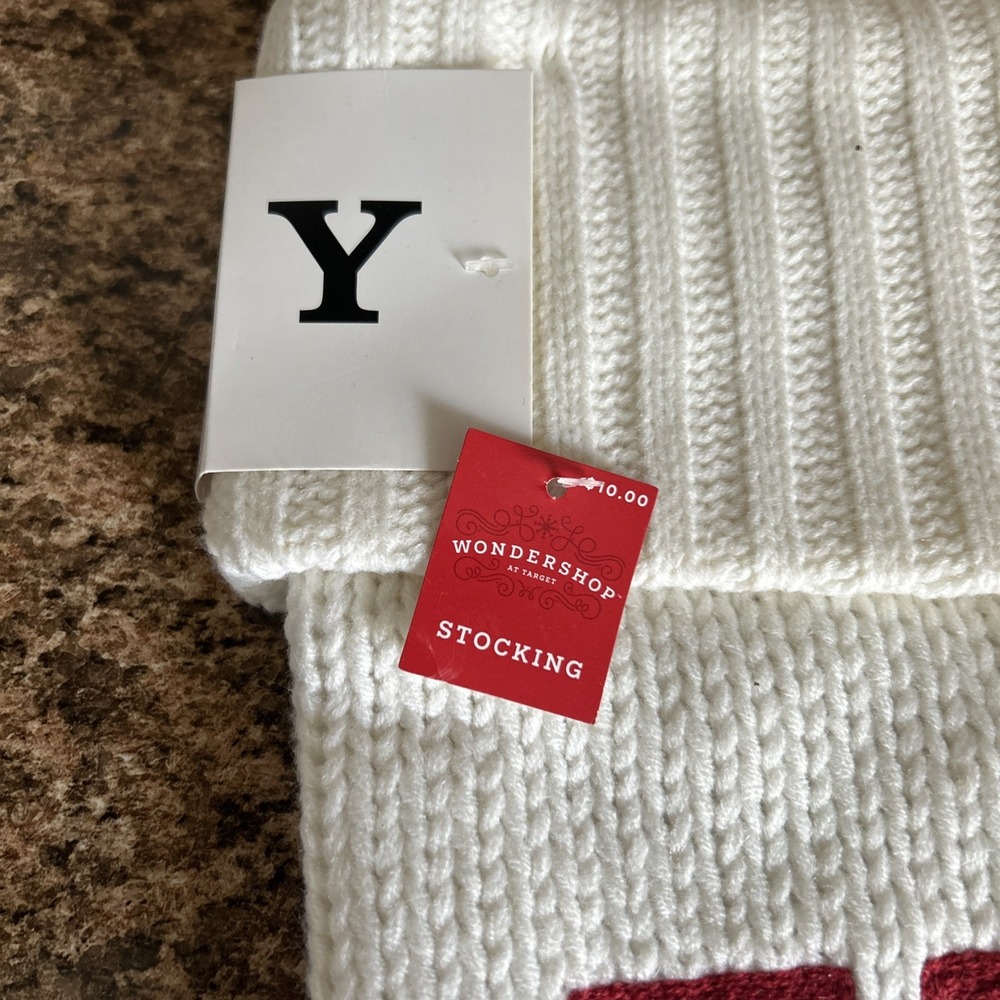 Wondershop Letter Y Red Monogram Full Size White Knit Christmas Stocking - Picture 2 of 4